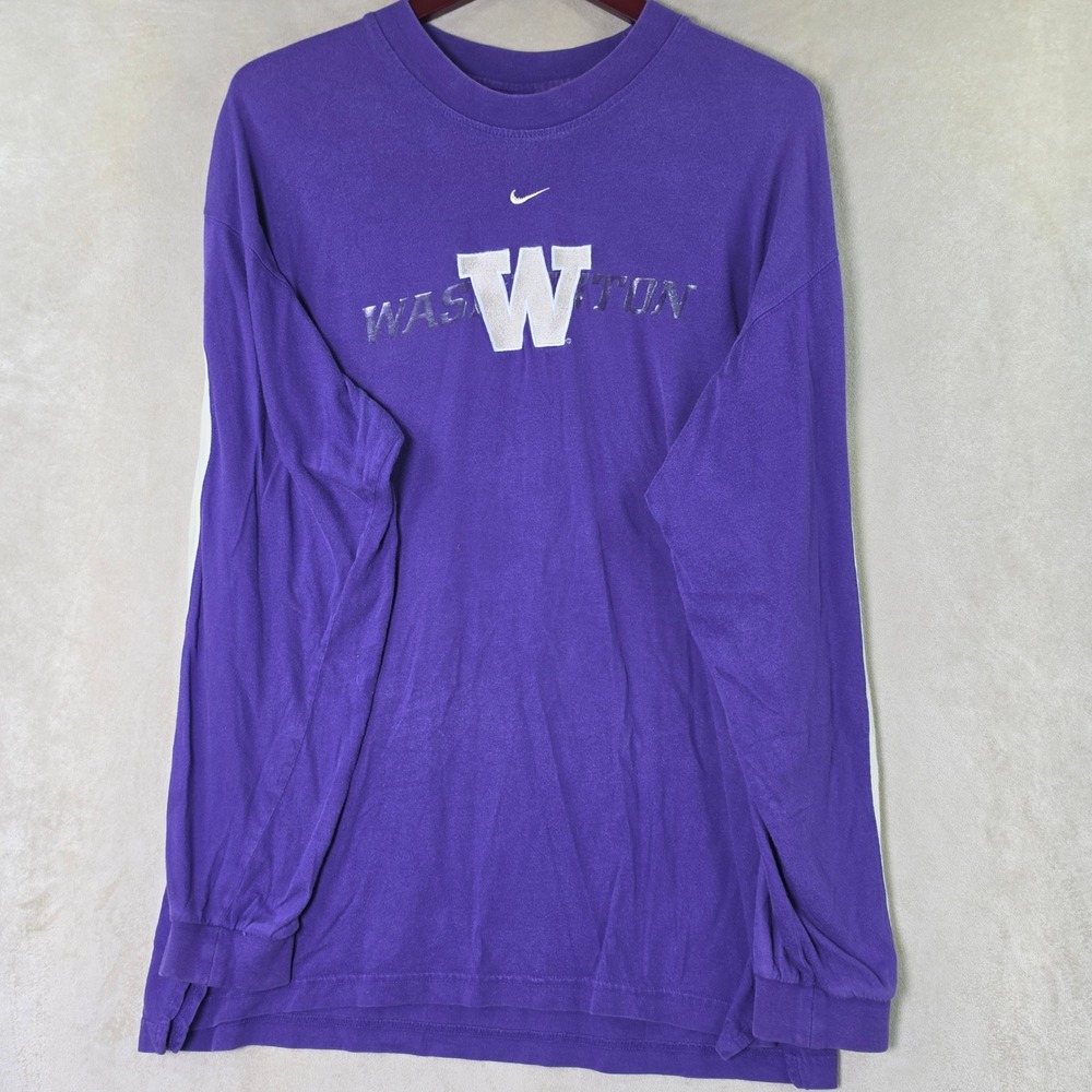 Vintage Y2K Nike Team Washington Huskies Center-Swoosh Long Sleeve Shirt Large